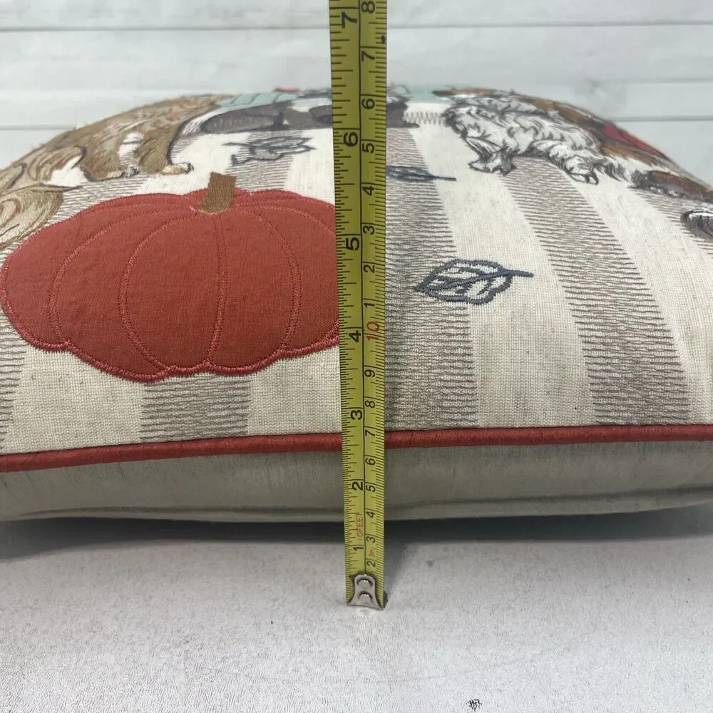 Pier 1 One Embroidered  Autumn Dog  French Bulldog Golden Retriever Pillow